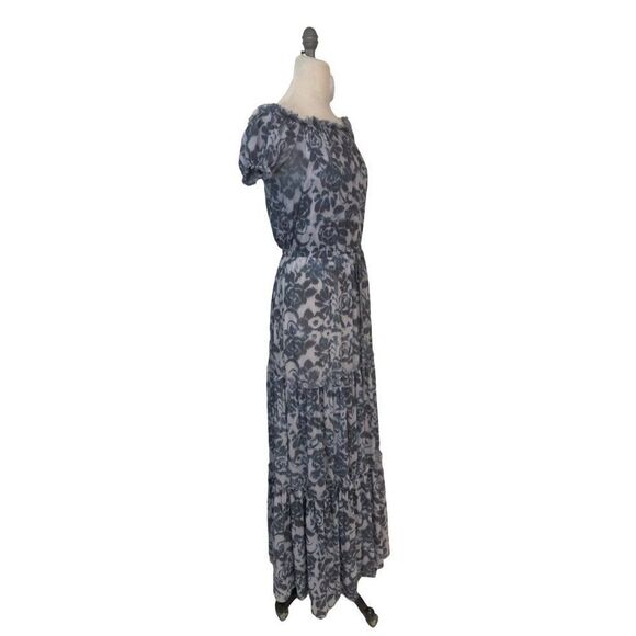 Boston Proper Blue Off shoulder tie dye Maxi Dress Small - Picture 3 of 5